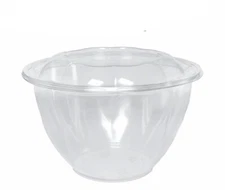 48oz Clear Plastic Disposable Salad Bowls with Lids