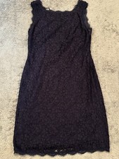 Adrianna Papell Dress Womens 6 Blue Lace Lined Midi Sleeveless Boho