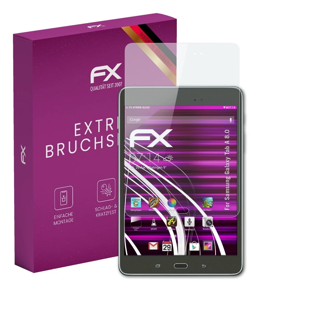 AtFoliX Glass Film for Samsung Galaxy Tab A 8.0 Screen Protector 9H Protective Armor