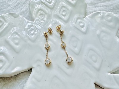 Ross Simons 2,00 ct. t.w. Zargenfassung CZ Ohrhänger in 18kt Gold über Sterling
