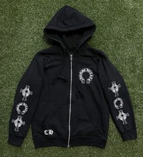 Chrome Hearts Black therma Full Zip Hoodie Cross Graphic Print Heavyweight siz M