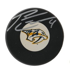RYAN ELLIS NASHVILLE PREDATORS STAR D MAN NHL SIGNED LOGO PUCK WITH COA
