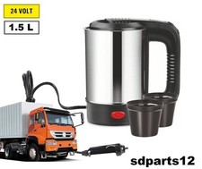 24V Elektrischer Wasserkocher 0,5L Edelstahl für LKW Auto Camping mit 2 Tassen