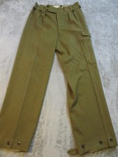 Vintage Australian Army Wool Pants Mens Size 14 Green Military Cargo 1950s