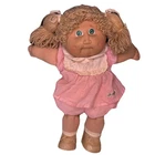 Vintage 1980's Cabbage Patch Doll - Blond Green Eyes Pink Dress & Shoes & Signed