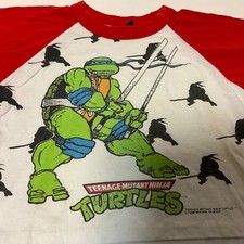Vintage Teenage Mutant Ninja Turtles Shirt TMNT 1990 S 8-10 Baseball Cut