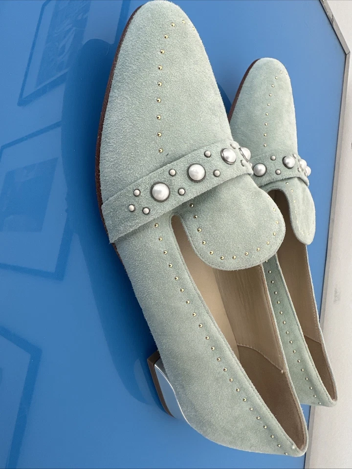 Mocasín adornado Butter Italy gamuza azul TAMRA TALLA 9 Foto 4 de 4