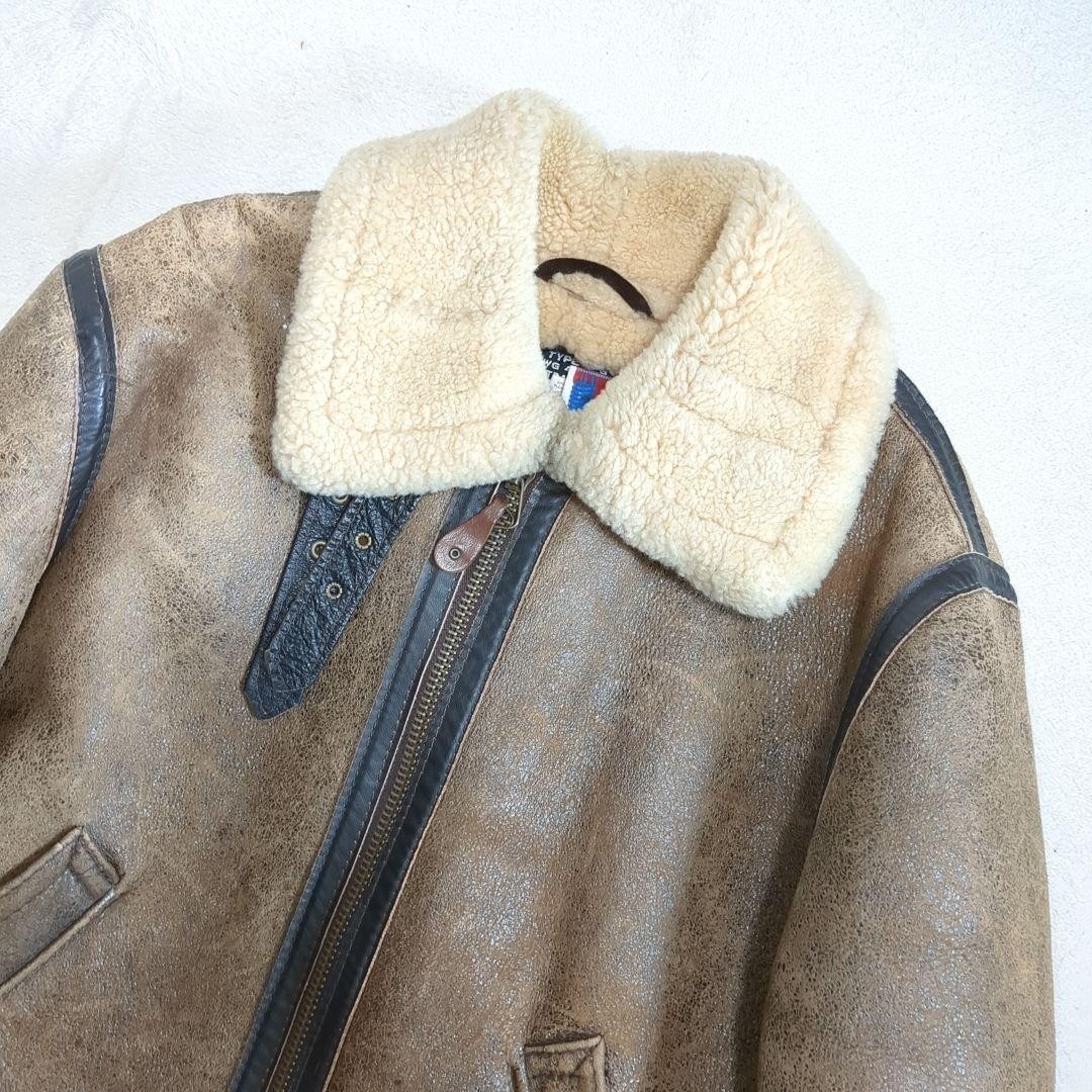 SCHOTT B3 Shearling Flight Jacket Brown Sheepskin… - image 16