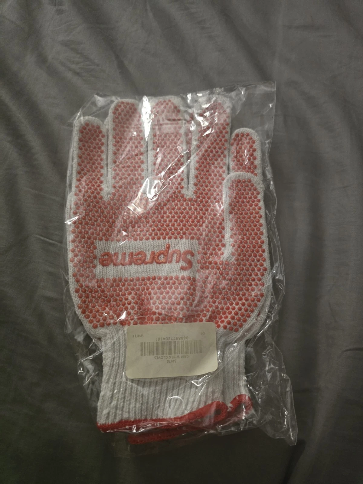 Supreme Grip Work Gloves White/Red SS18 One Size NEW
