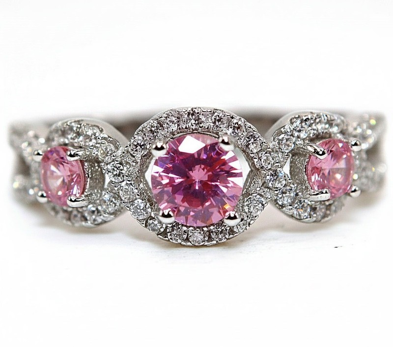 2CT Heat Treated Pink Topaz 925 Genuine Sterling Silver Ring Sz 9 MM5-1