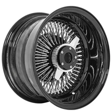 13x7" LA Wire Wheels Reverse 100-Spoke Straight Lace Chrome/Custom Black (B10)