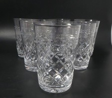 Set of 6 Vintage Tudor Seymour Cut Crystal Glass Tumblers - Stourbridge