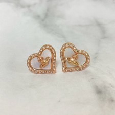Vivienne Westwood Earrings PETRA Heart Shell 1.4 x 1.4cm Pink Gold NO BOX