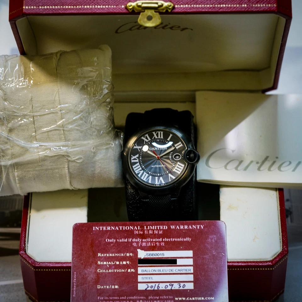 Cartier Ballon Bleu Black Carbon WSBB0015 42mm Full Set Mint Full Black 2016 - Image 2 of 4
