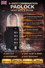 4 Digit Combination Padlock Heavy Duty Outdoor Lock Gym Travel Luggage Locker