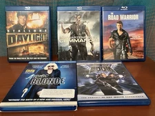 5 Blu-ray Action Lot: Road Warrior, Commando, Atomic Blonde, Daylight, Doom