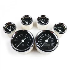 6pc Instrument Gauge Cluster Kit SAE MPH Classic Black OG Customizable