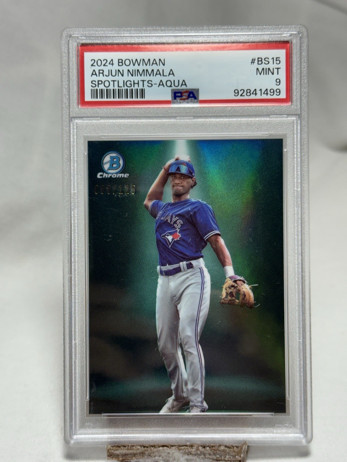 2024 Bowman - Bowman Spotlights Arjun Nimmala Aqua Refractor /125 MINT PSA 9