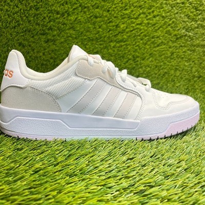 Adidas Entrap Womens Size 11 White Pink Athletic Leather Walking Shoes Sneakers