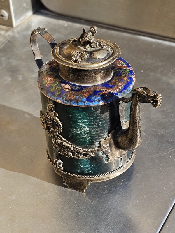 Chinese Teapot Antique Tibetan Ornate Vintage 