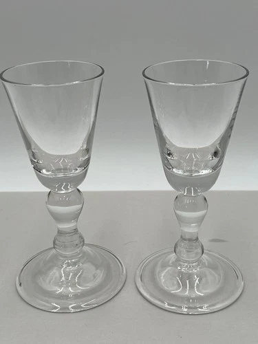 Steuben Crystal Baluster Wine Water Goblets Glasses Set of 2 Teardrop Bubble 6"
