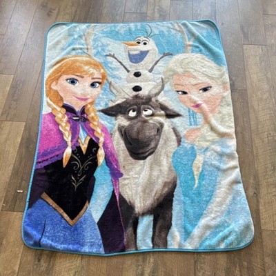 Disney Frozen Polyester Blanket Anna Elsa Olaf Sven Kids Teens Multicolor