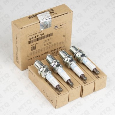 Genuine OEM 18814 11051 Spark Plug Set Fits Hyundai Accent Kia Rio (4Pcs)