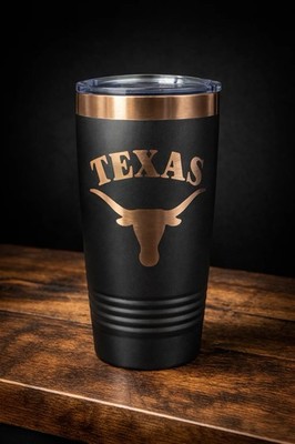 Texas Logo Black Bronze Stainless Steel Insulated Tumbler with Drink Through Lid