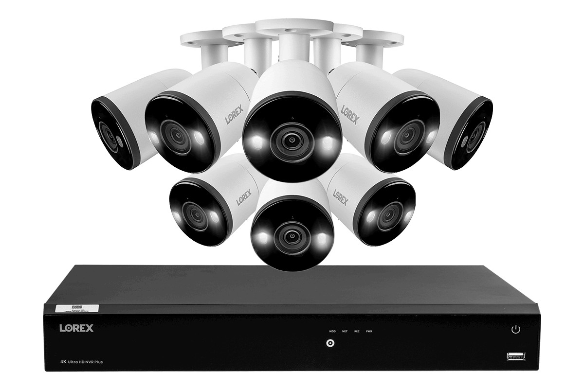 Lorex 4K Fusion 16-Ch 3TB NVR Security Camera System, 8 Bullet IP Cameras(M.Ref)