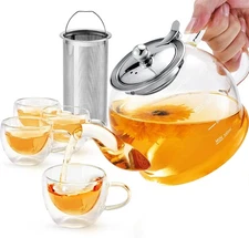 Tea Set – 1200ml Glass Teapot with Removable Stainless Steel Infuser