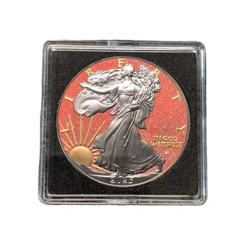 2025 U.S. Eagle Black & Orange Topaz Edition 1 oz Silver Coin, Mintage 250