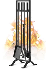 Premium 5 Pcs Wrought Iron Fireplace Tools Set for Outdoor/Indoor,Fire Place ...