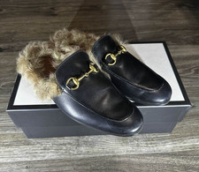 Gucci Princetown Fur Lined Black Leather US Men Size 8