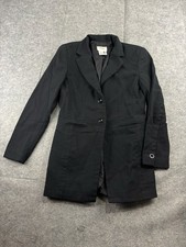 Talbots Women s 4 Black 100 Wool Mark Classic Long Blazer Old Money VTG USA 90s