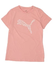 PUMA Womens Graphic T-Shirt Top UK 10 Small Pink Cotton SO06