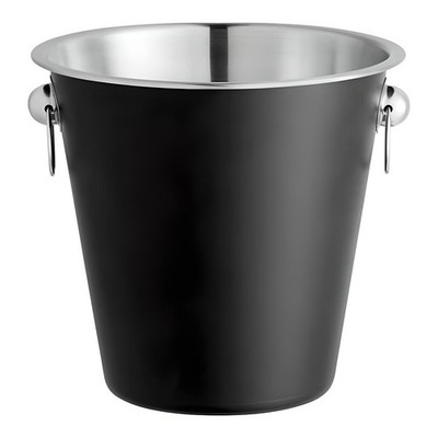 OCS Parts 8.5'' 4-Quart Black Steel Wine and Champagne Cooler Ice Bucket