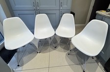 Eames Vitra DSR Eiffel chrome leg dining chairs white x 4