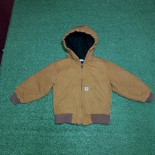 Carhartt Duck Canvas Hooded Jacket Insulated Quilt Lined Boys Kids Toddler 4T