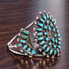 ESTATE SOLID STERLING SILVER PETIT POINT TURQUOISE WIDE 7" BRACELET #DRW — photo 2