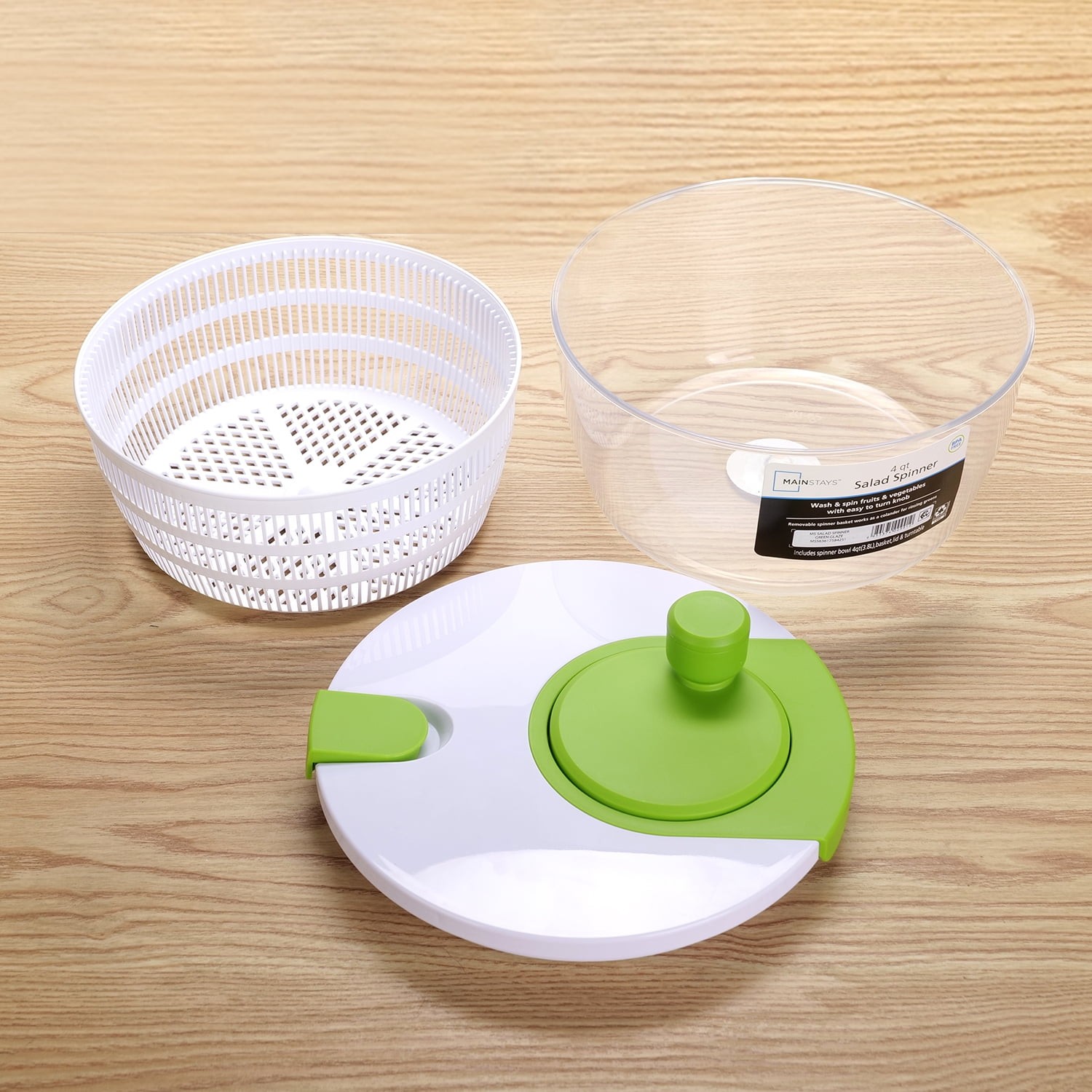 4Qt Salad Spinner Vegetable Dryer, Green Glaze, Height 6.54In, Weight 1.55Lb, BP