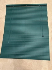 Vinyl Mini Blinds Quantity Two with Cords Green 35 x 45 Inches Very Clean 