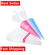 Piping Bags 100PCS & Tipless Piping Bags, Extra Thick Pastry Bags Disposable,...