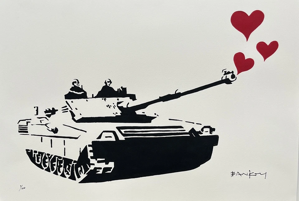 Litografía de arte Bansky años 2000 estilo numerado/firmado de arte enmarcado.  Foto 2 de 4