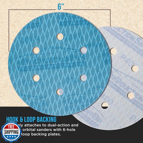 ProductionShop Premium 400 Grit 6" Rhombus Diamond Shape Blue Sanding Discs, - Picture 3 of 5