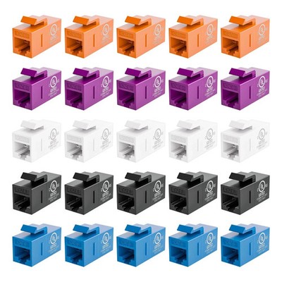 Ul-Listed CAT6 Keystone Coupler 25-Pack, Ethernet Coupler Female to Female, RJ45