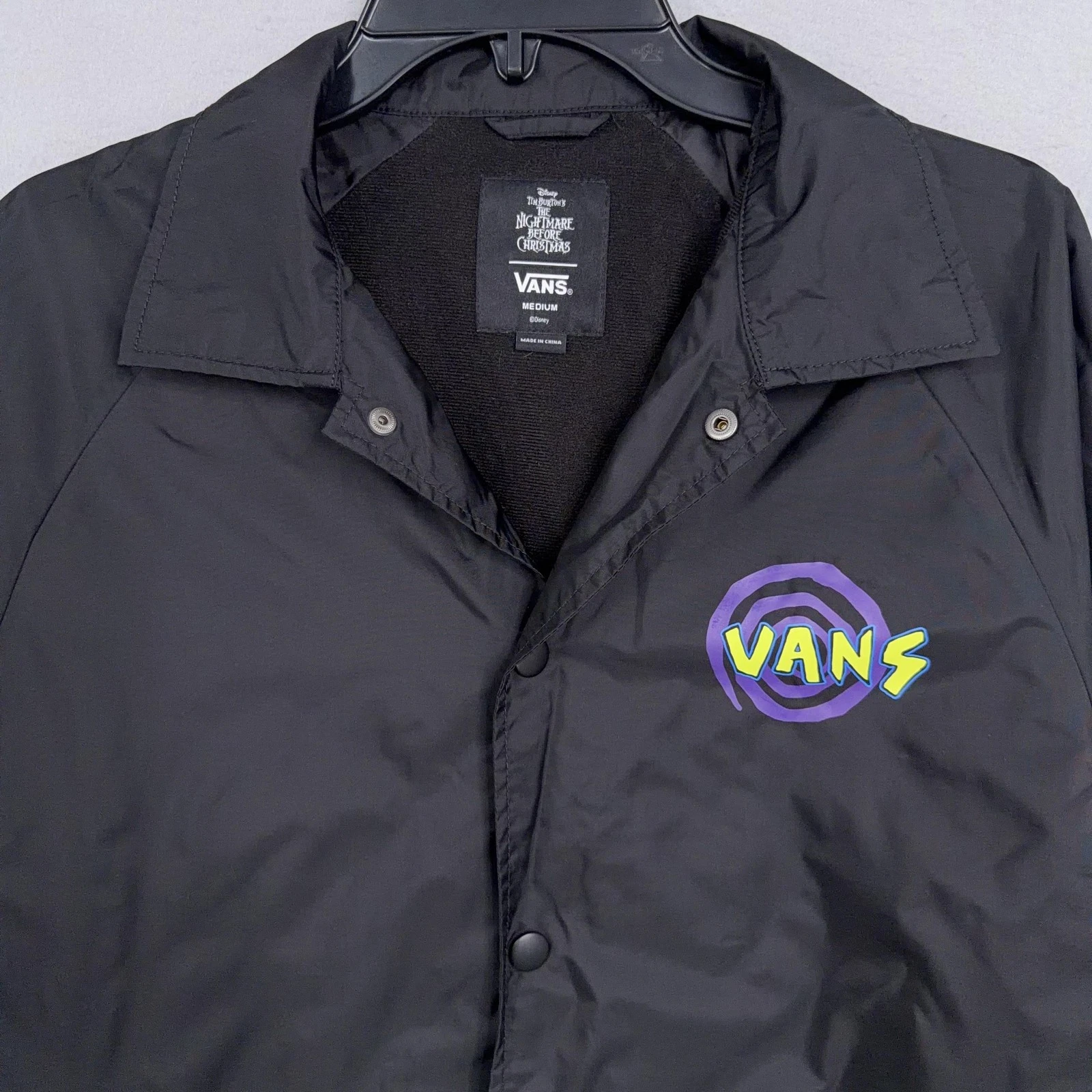 Vans Jacket Mens Medium Black Nightmare Before Christmas Oogie Boogie Coach - product detail image 3