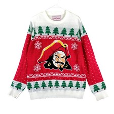 Captain Morgan Ugly Christmas Holiday Sweater Pirate Face Knit Top Men's Large