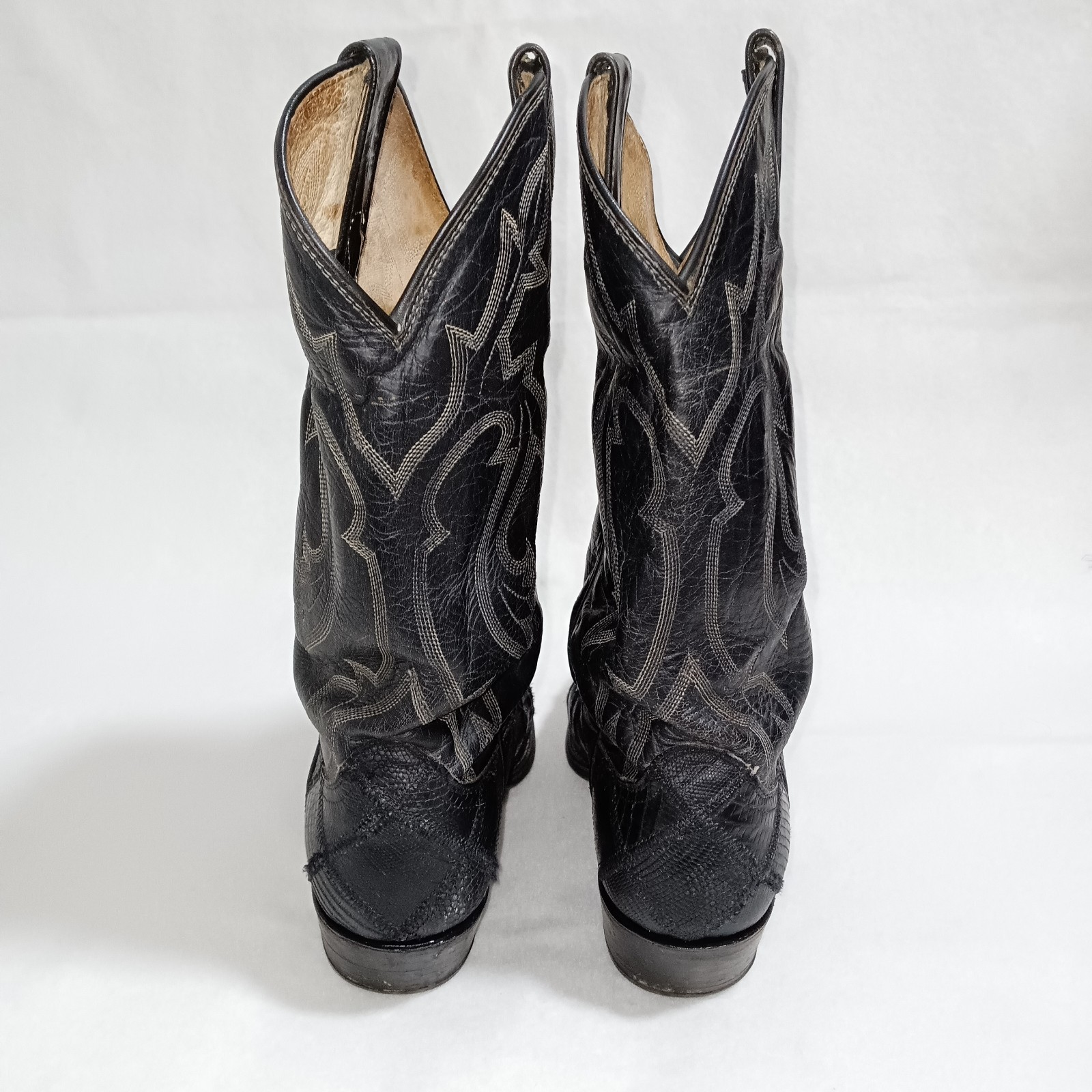 Vintage Dan Post Black Lizard Patchwork Cowboy Bo… - image 8