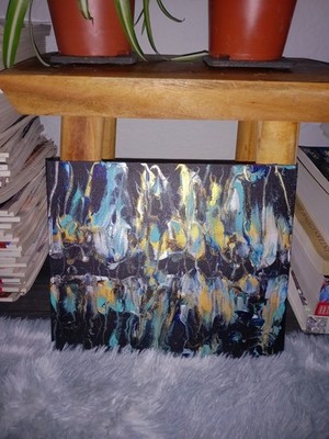 Abstrakte Malerei Fluid Art Acrylfarbe Pouring Painting Schwarz