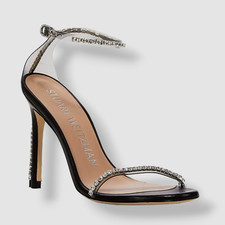  595 Stuart Weitzman Women's Black Nudist Glam Heels Sandal Shoes Size US 9.5